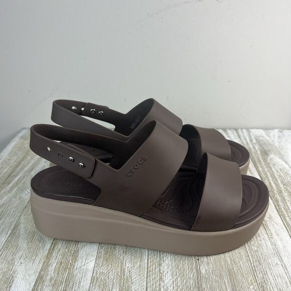 Crocs Sandals Women's Brown Brooklyn Low Wedge Size 9 - Picture 6 of 12